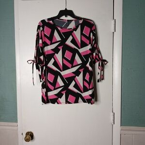 Geometric Pink and Black Women's Top